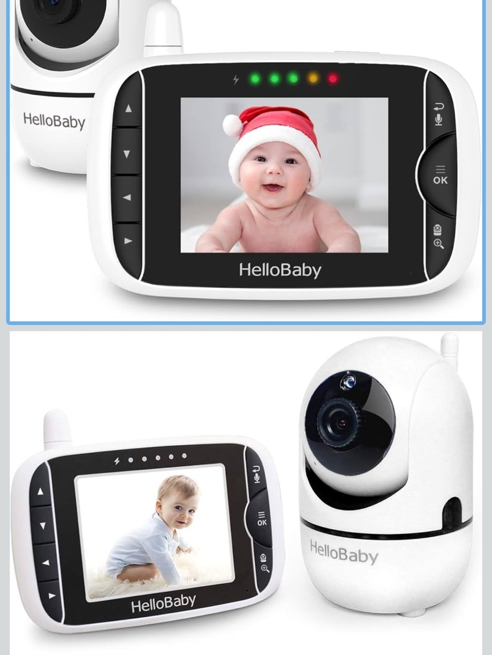 HelloBaby Video Baby Monitor with Remote Camera Pan-Tilt-Zoom, 3.2'' Color LCD